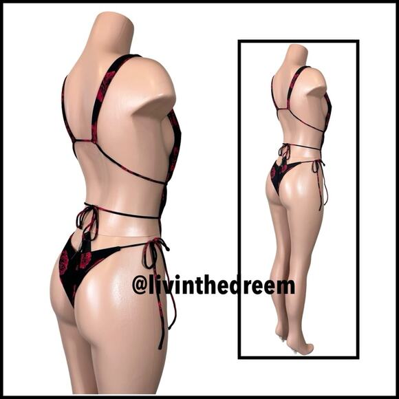 INDAH Heart of Gold Skimpy One Piece Red Roses SZ L $176 - Picture 9 of 13